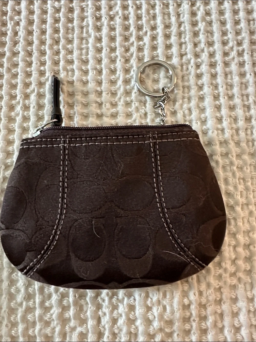 Y2K NWOT Coach mini pouch in dark brown signature jacquard.